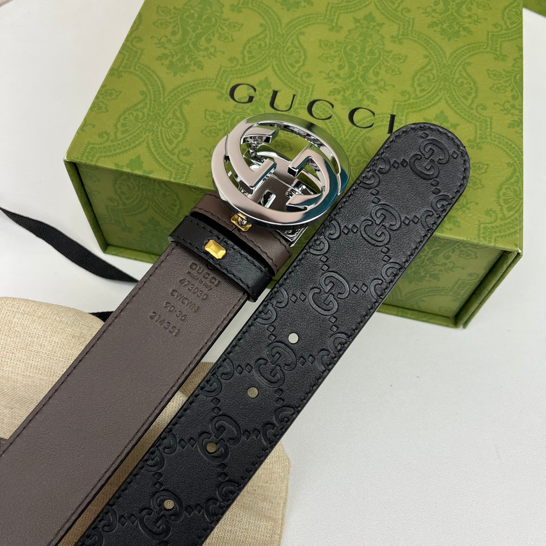 CINTO GUCCI 3,7 CM DUPLA FACE