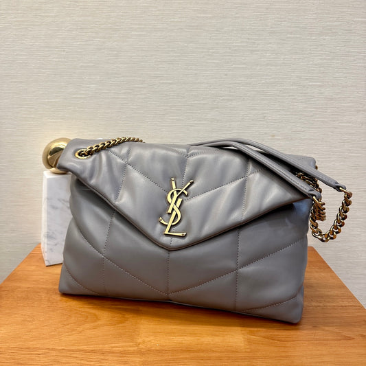 YSL LOULOU PUFFER BAG GRAY 35