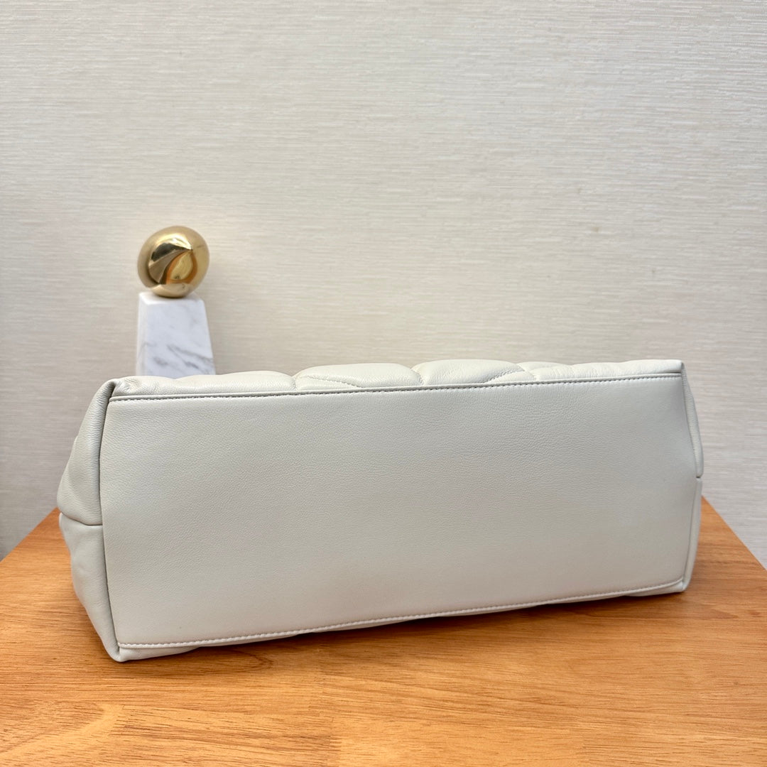 WHITE YSL LOULOU PUFFER BAG 35