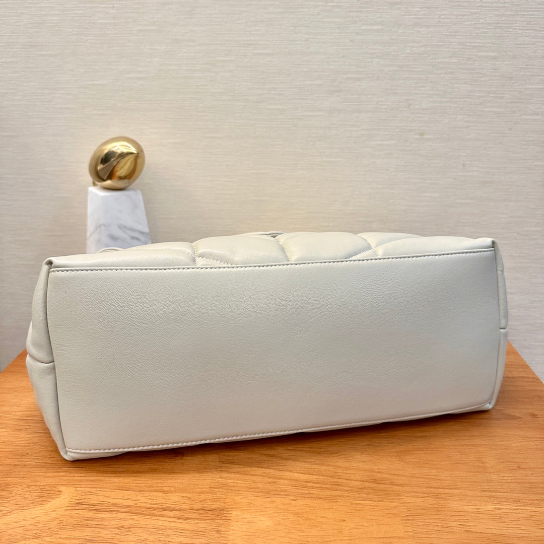 WHITE YSL LOULOU PUFFER BAG 35