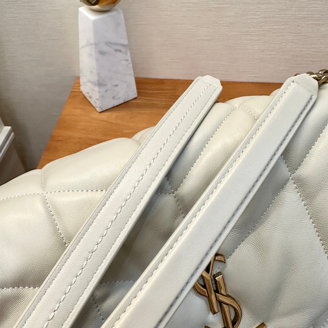 WHITE YSL LOULOU PUFFER BAG 35